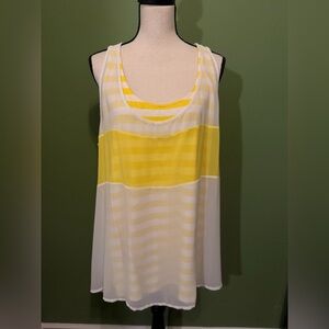 Addition Elle Yellow and White Striped Tank Top